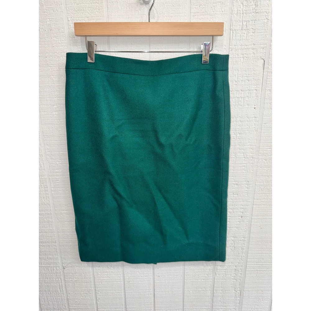 J.Crew No. 2 Pencil Skirt Women Emerald Green 100% Wool Classic Office Size 8